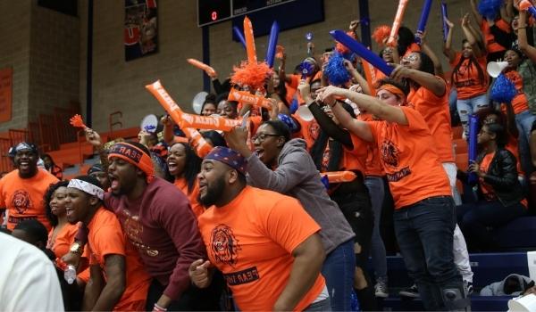 students cheering